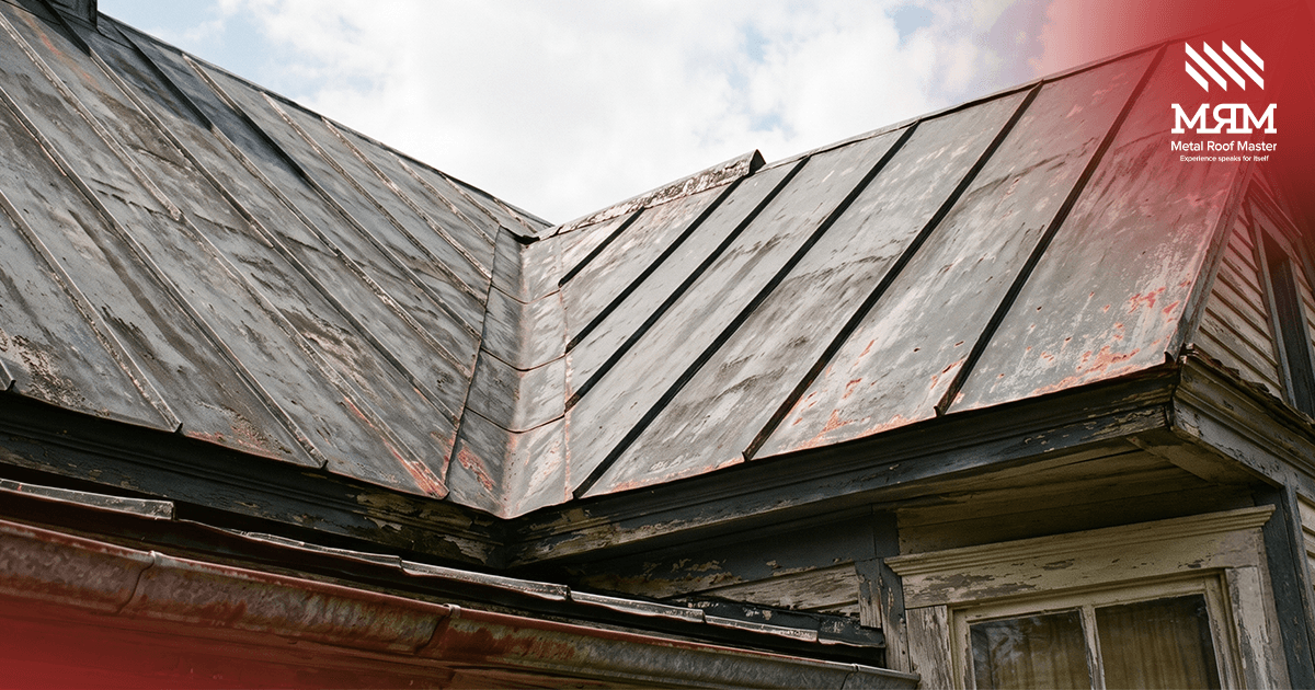 Metal roofing panels being formed on a mill line