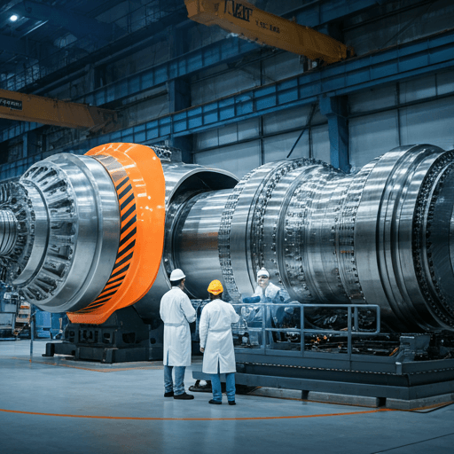 Workers inspecting a metal manufacturing line